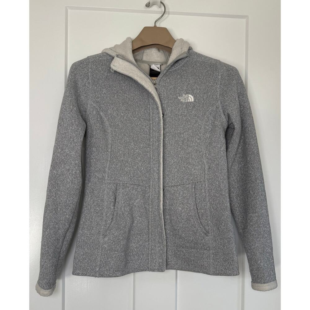 The North Face Banderitas Full Zip Womens Sweater Hooded Jacket Size SMALL Gray
